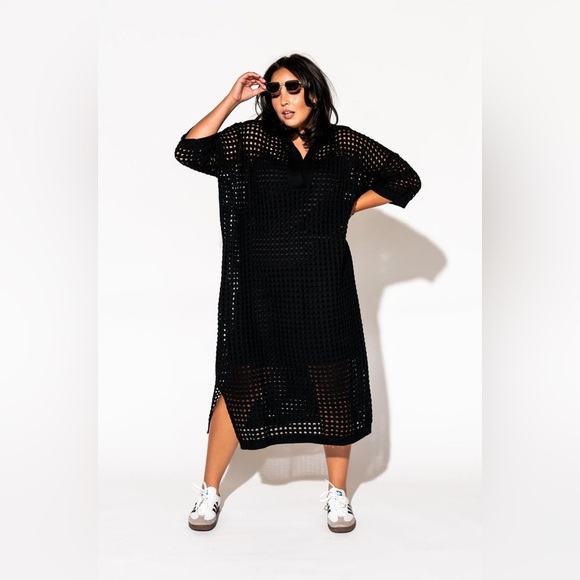 Dressed in LALA Black Crochet Dress Size L/XL 2 piece set - Picture 1 of 11